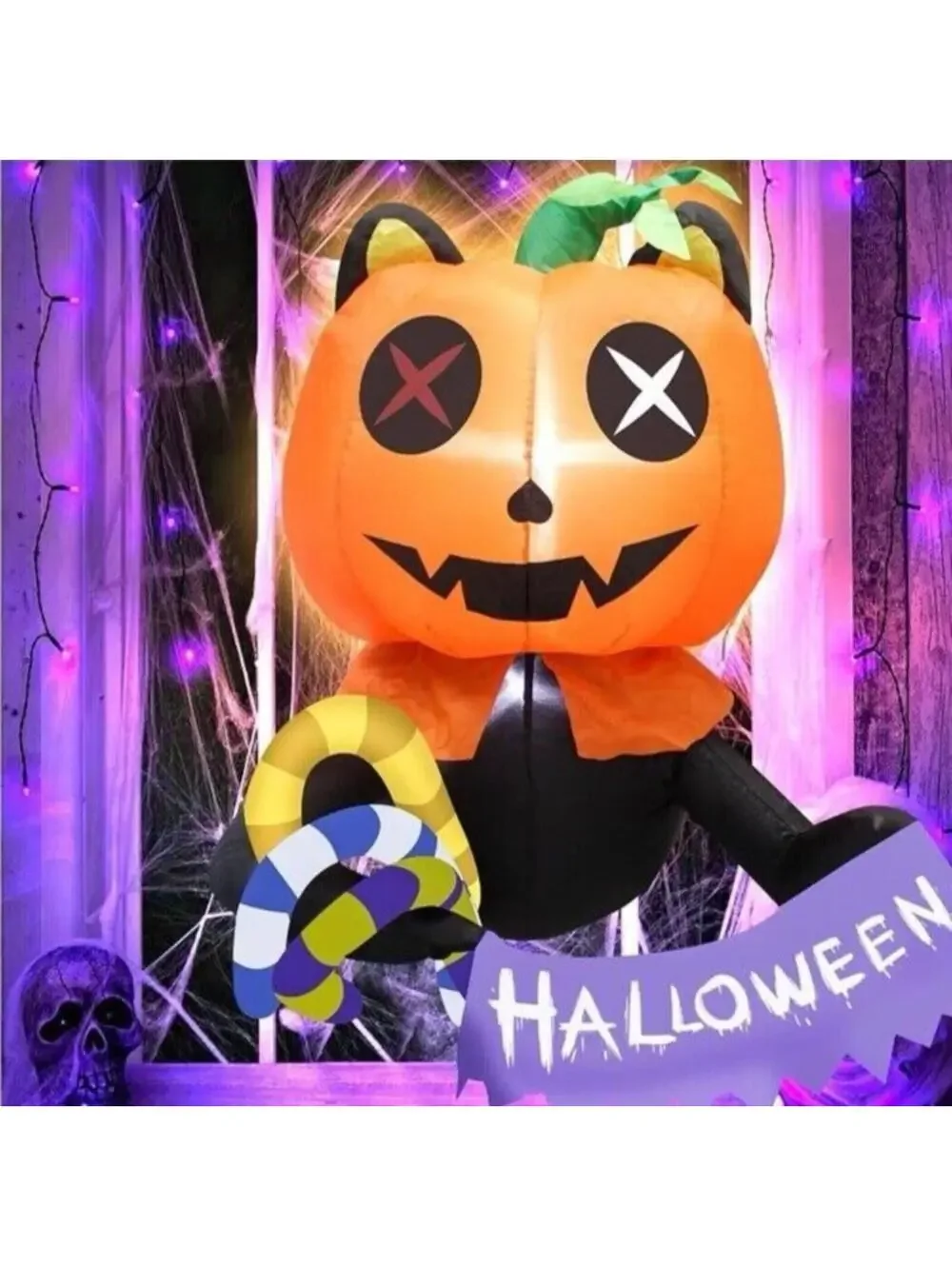 Venlois 3.5ft Halloween Inflatable Scary Ghost Pumpkin Party Outdoor Yard Decor